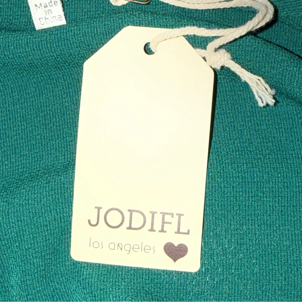 NWT JODIFL Teal V-Neck Blouse Balloon Sleeves Flowy Boho Chic - Picture 6 of 9